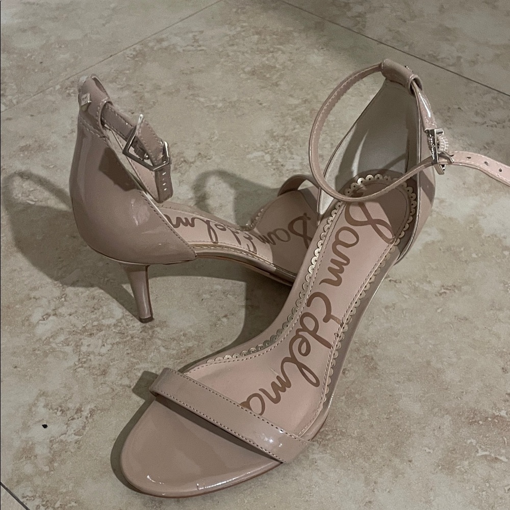 Sam Edelman Patti Ankle
Strap Heel Beige Blush Patent Heels